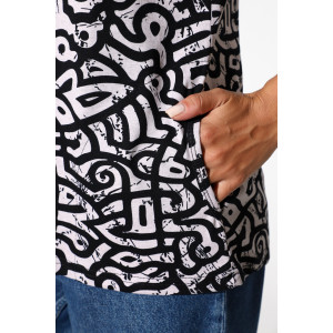 Майка женская №2143/4 кулирка (р-ры: 48-62) черно-белая абстракция