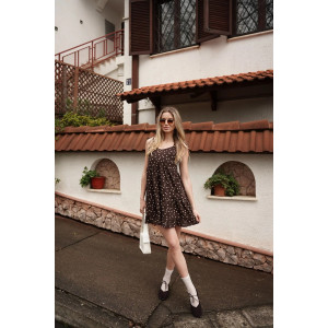Сарафан женский "Горошек Мини" М-19С кулирка (р-ры: 42-54) коричневый