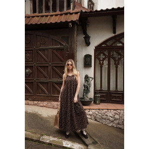Сарафан женский "Горошек Макси" М-20С кулирка (р-ры: 44-54) коричневый