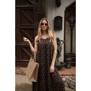 Сарафан женский "Горошек Макси" М-20С кулирка (р-ры: 44-54) коричневый