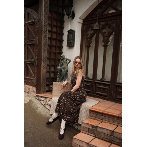 Сарафан женский "Горошек Макси" М-20С кулирка (р-ры: 44-54) коричневый