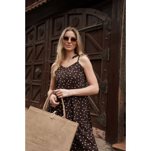 Сарафан женский "Горошек Макси" М-20С кулирка (р-ры: 44-54) коричневый