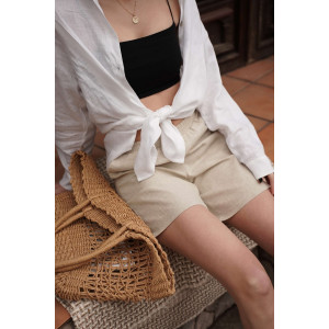 Шорты женские "Льняная палитра" М-16Ш лён (р-ры: 44-48) бежевый