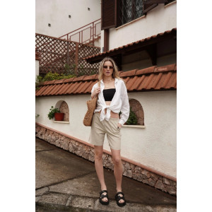 Шорты женские "Льняная палитра" М-16Ш лён (р-ры: 44-48) бежевый