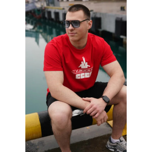 Костюм двойка мужской М-021КП "СССР" кулирка с лайкрой (р-ры: 46-60) красный