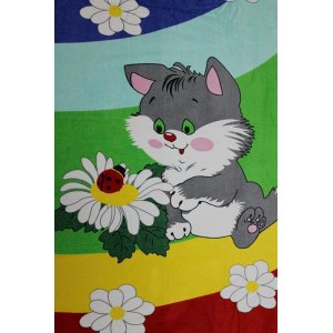 Полотенце махровое "Весёлые зверята" рисунок Котик