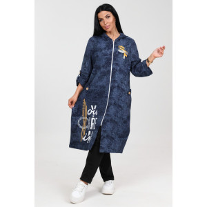 Кардиган женский "Бохо" КрФ-2329 футер (р-ры: 50-64) варенка индиго