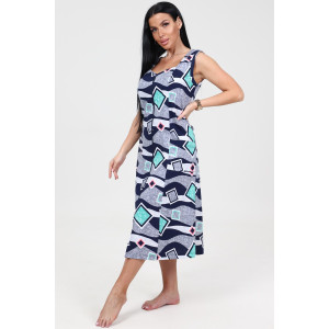 Сарафан женский СК-563 кулирка (р-ры: 48-62) зел.квадраты на сером