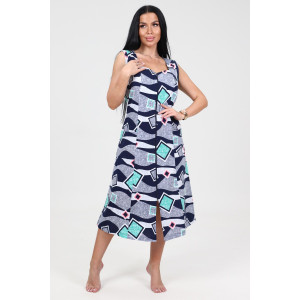 Сарафан женский СК-563 кулирка (р-ры: 48-62) зел.квадраты на сером