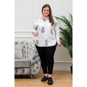 Блузка женская БЛ-10-401 поликоттон (р-ры: 42-52) отпечатки пальцев