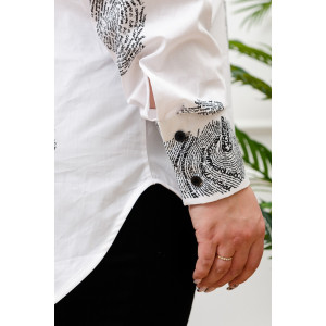 Блузка женская БЛ-10-401 поликоттон (р-ры: 42-52) отпечатки пальцев