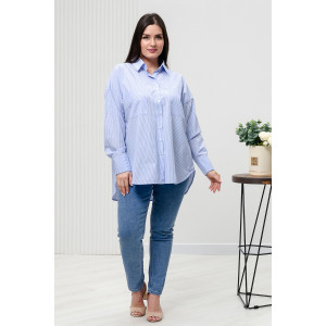 Блузка женская БЛ-10-401 поликоттон (р-ры: 42-52) полоска голубая широкая