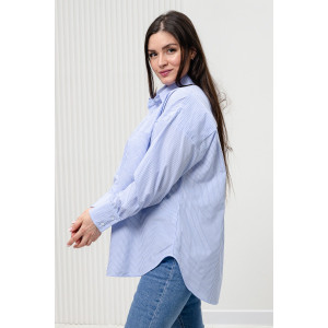 Блузка женская БЛ-10-401 поликоттон (р-ры: 42-52) полоска голубая широкая