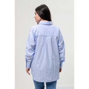 Блузка женская БЛ-10-401 поликоттон (р-ры: 42-52) полоска голубая широкая