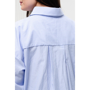 Блузка женская БЛ-10-401 поликоттон (р-ры: 42-52) полоска голубая широкая