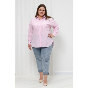 Блузка женская БЛ-10-401 поликоттон (р-ры: 42-52) полоска розовая широкая