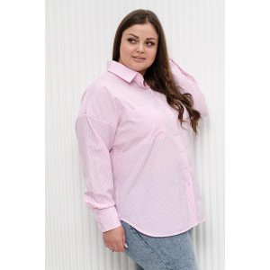 Блузка женская БЛ-10-401 поликоттон (р-ры: 42-52) полоска розовая широкая