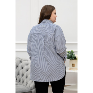 Блузка женская БЛ-10-401 поликоттон (р-ры: 42-52) полоска т-синяя узкая