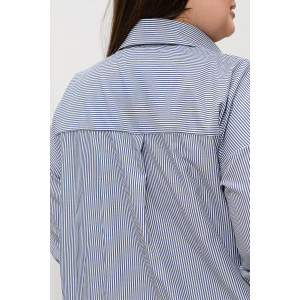 Блузка женская БЛ-10-401 поликоттон (р-ры: 42-52) полоска т-синяя узкая