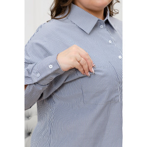Блузка женская БЛ-10-401 поликоттон (р-ры: 42-52) полоска т-синяя узкая