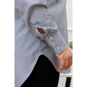 Блузка женская БЛ-10-401 поликоттон (р-ры: 42-52) полоска т-синяя узкая