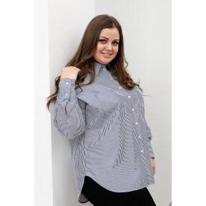 Блузка женская БЛ-10-401 поликоттон (р-ры: 42-52) полоска т-синяя узкая