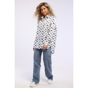 Блузка женская БЛ-10-401 поликоттон (р-ры: 42-52) рыбки