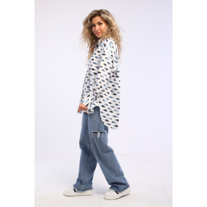 Блузка женская БЛ-10-401 поликоттон (р-ры: 42-52) рыбки