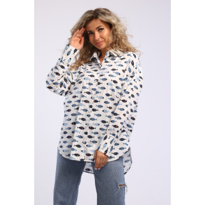 Блузка женская БЛ-10-401 поликоттон (р-ры: 42-52) рыбки