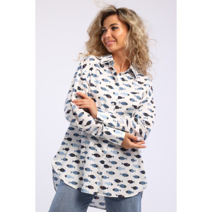 Блузка женская БЛ-10-401 поликоттон (р-ры: 42-52) рыбки