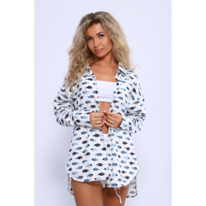 Блузка женская БЛ-10-401 поликоттон (р-ры: 42-52) рыбки