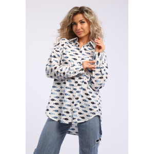 Блузка женская БЛ-10-401 поликоттон (р-ры: 42-52) рыбки
