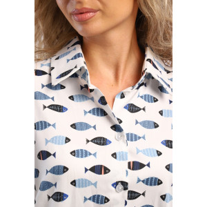 Блузка женская БЛ-10-401 поликоттон (р-ры: 42-52) рыбки