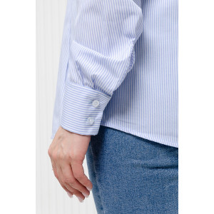 Блузка женская БЛ-10-402 поликоттон (р-ры: 42-52) полоска голубая узкая