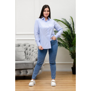Блузка женская БЛ-10-402 поликоттон (р-ры: 42-52) полоска голубая широкая