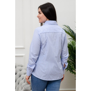 Блузка женская БЛ-10-402 поликоттон (р-ры: 42-52) полоска голубая широкая