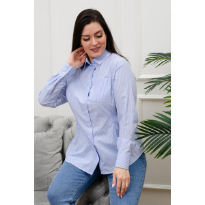 Блузка женская БЛ-10-402 поликоттон (р-ры: 42-52) полоска голубая широкая