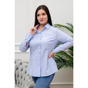 Блузка женская БЛ-10-402 поликоттон (р-ры: 42-52) полоска голубая широкая