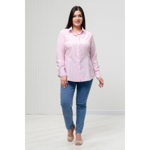 Блузка женская БЛ-10-402 поликоттон (р-ры: 42-52) полоска розовая широкая