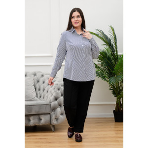 Блузка женская БЛ-10-402 поликоттон (р-ры: 42-52) полоска т-синяя узкая