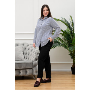 Блузка женская БЛ-10-402 поликоттон (р-ры: 42-52) полоска т-синяя узкая