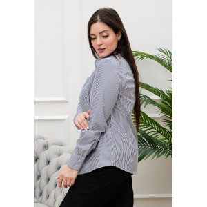 Блузка женская БЛ-10-402 поликоттон (р-ры: 42-52) полоска т-синяя узкая