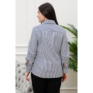Блузка женская БЛ-10-402 поликоттон (р-ры: 42-52) полоска т-синяя узкая