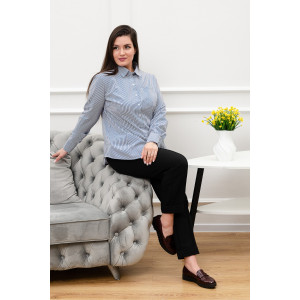 Блузка женская БЛ-10-402 поликоттон (р-ры: 42-52) полоска т-синяя узкая