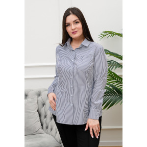 Блузка женская БЛ-10-402 поликоттон (р-ры: 42-52) полоска т-синяя узкая