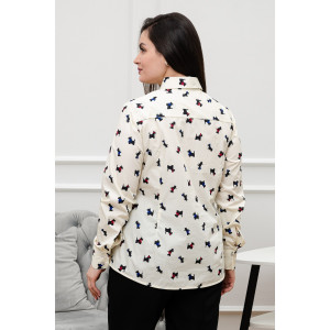 Блузка женская БЛ-10-402 поликоттон (р-ры: 42-52) терьеры на кремовом