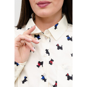 Блузка женская БЛ-10-402 поликоттон (р-ры: 42-52) терьеры на кремовом