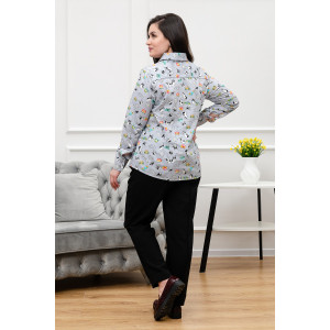 Блузка женская БЛ-10-402 поликоттон (р-ры: 42-52) бульдоги на сером