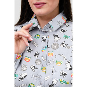 Блузка женская БЛ-10-402 поликоттон (р-ры: 42-52) бульдоги на сером