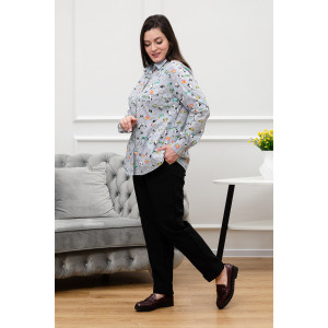 Блузка женская БЛ-10-402 поликоттон (р-ры: 42-52) бульдоги на сером